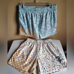 Baseball Lifestyle B 101 Lot Of 2 Ice Cream Print Mesh Shorts Adult S Novelty